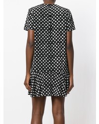 schwarzes und weißes gepunktetes gerade geschnittenes Kleid von Saint Laurent