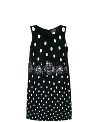 schwarzes und weißes gepunktetes gerade geschnittenes Kleid von Versace Vintage