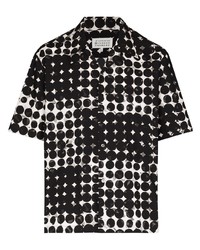 schwarzes und weißes gepunktetes Kurzarmhemd von Maison Margiela