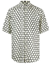 schwarzes und weißes gepunktetes Kurzarmhemd von Sandro Paris