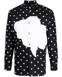 schwarzes und weißes gepunktetes Langarmhemd von Comme Des Garcons SHIRT