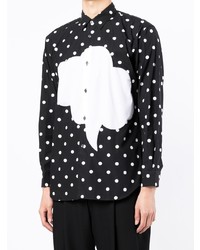 schwarzes und weißes gepunktetes Langarmhemd von Comme Des Garcons SHIRT