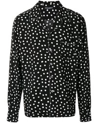 schwarzes und weißes gepunktetes Langarmhemd von Dolce & Gabbana