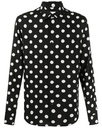 schwarzes und weißes gepunktetes Langarmhemd von Sandro Paris
