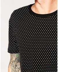 schwarzes und weißes gepunktetes T-Shirt mit einem Rundhalsausschnitt von Asos