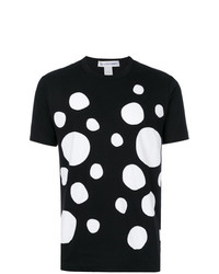 schwarzes und weißes gepunktetes T-Shirt mit einem Rundhalsausschnitt von Comme Des Garcons SHIRT