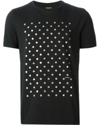 schwarzes und weißes gepunktetes T-Shirt mit einem Rundhalsausschnitt von Dondup