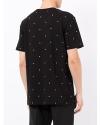 schwarzes und weißes gepunktetes T-Shirt mit einem Rundhalsausschnitt von Soulland