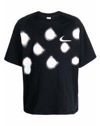 schwarzes und weißes gepunktetes T-Shirt mit einem Rundhalsausschnitt von Nike X Off-White
