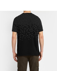 schwarzes und weißes gepunktetes T-Shirt mit einem Rundhalsausschnitt von Neil Barrett