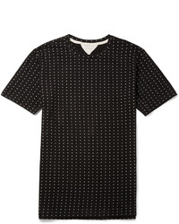 schwarzes und weißes gepunktetes T-Shirt mit einem Rundhalsausschnitt von rag & bone