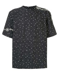 schwarzes und weißes gepunktetes T-Shirt mit einem Rundhalsausschnitt von Sacai