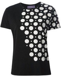schwarzes und weißes gepunktetes T-Shirt mit einem Rundhalsausschnitt von Ungaro