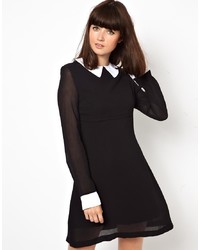 schwarzes und weißes gerade geschnittenes Kleid von Pop Boutique