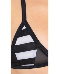 schwarzes und weißes horizontal gestreiftes Bikinioberteil von Tyler Rose Swimwear