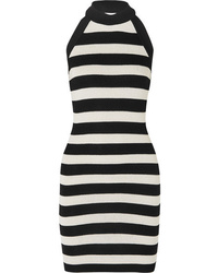 schwarzes und weißes horizontal gestreiftes figurbetontes Kleid von Balmain