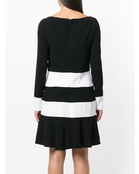 schwarzes und weißes horizontal gestreiftes gerade geschnittenes Kleid von Talbot Runhof