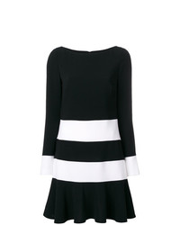 schwarzes und weißes horizontal gestreiftes gerade geschnittenes Kleid von Talbot Runhof