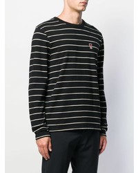 schwarzes und weißes horizontal gestreiftes Langarmshirt von Ami Paris