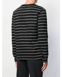 schwarzes und weißes horizontal gestreiftes Langarmshirt von Ami Paris