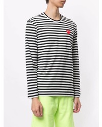 schwarzes und weißes horizontal gestreiftes Langarmshirt von Comme Des Garcons Play