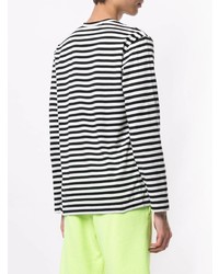 schwarzes und weißes horizontal gestreiftes Langarmshirt von Comme Des Garcons Play