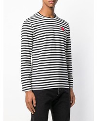 schwarzes und weißes horizontal gestreiftes Langarmshirt von Comme Des Garcons Play