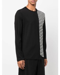 schwarzes und weißes horizontal gestreiftes Langarmshirt von Yohji Yamamoto