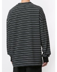 schwarzes und weißes horizontal gestreiftes Langarmshirt von Juun.J