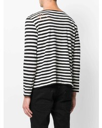 schwarzes und weißes horizontal gestreiftes Langarmshirt von Garcons Infideles