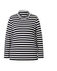 schwarzes und weißes horizontal gestreiftes Langarmshirt von Ulla Popken