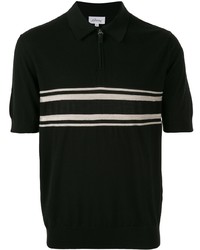 schwarzes und weißes horizontal gestreiftes Polohemd von Brioni