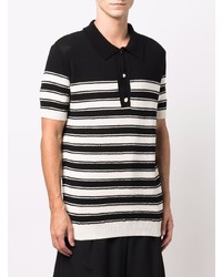 schwarzes und weißes horizontal gestreiftes Polohemd von Balmain