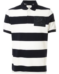 schwarzes und weißes horizontal gestreiftes Polohemd von Kent & Curwen