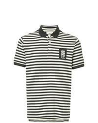 schwarzes und weißes horizontal gestreiftes Polohemd von Kent & Curwen