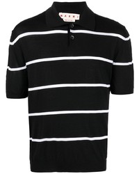 schwarzes und weißes horizontal gestreiftes Polohemd von Marni