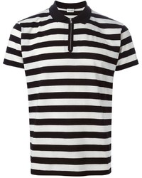 schwarzes und weißes horizontal gestreiftes Polohemd von Saint Laurent