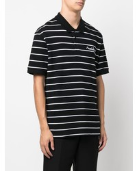schwarzes und weißes horizontal gestreiftes Polohemd von Moschino