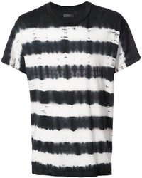 schwarzes und weißes horizontal gestreiftes T-Shirt mit einem Rundhalsausschnitt von Amiri
