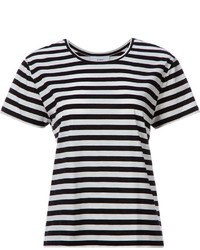 schwarzes und weißes horizontal gestreiftes T-Shirt mit einem Rundhalsausschnitt von ASTRAET
