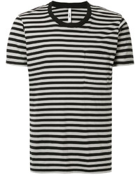 schwarzes und weißes horizontal gestreiftes T-Shirt mit einem Rundhalsausschnitt von Attachment