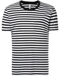schwarzes und weißes horizontal gestreiftes T-Shirt mit einem Rundhalsausschnitt von Attachment
