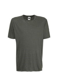 schwarzes und weißes horizontal gestreiftes T-Shirt mit einem Rundhalsausschnitt von Bassike
