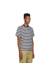 schwarzes und weißes horizontal gestreiftes T-Shirt mit einem Rundhalsausschnitt von Noah NYC