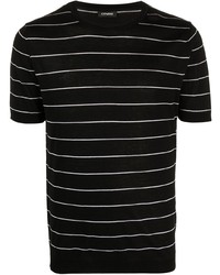 schwarzes und weißes horizontal gestreiftes T-Shirt mit einem Rundhalsausschnitt von Cenere Gb