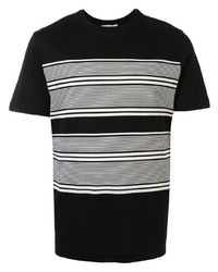 schwarzes und weißes horizontal gestreiftes T-Shirt mit einem Rundhalsausschnitt von Cerruti 1881