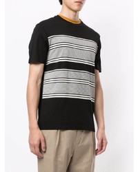 schwarzes und weißes horizontal gestreiftes T-Shirt mit einem Rundhalsausschnitt von Cerruti 1881