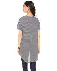 schwarzes und weißes horizontal gestreiftes T-Shirt mit einem Rundhalsausschnitt von Wilt