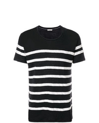 schwarzes und weißes horizontal gestreiftes T-Shirt mit einem Rundhalsausschnitt von Each X Other