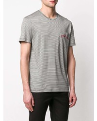 schwarzes und weißes horizontal gestreiftes T-Shirt mit einem Rundhalsausschnitt von Alexander McQueen